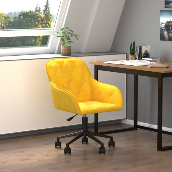 Silla de oficina giratoria de terciopelo amarillo D