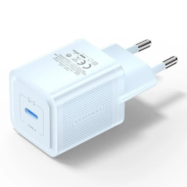 Cargador gan de pared vention fepl0-eu/ 1xusb tipo-c/ 20w D