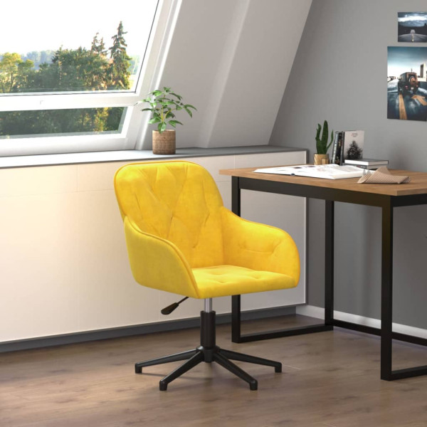 Silla de oficina giratoria de terciopelo amarillo D