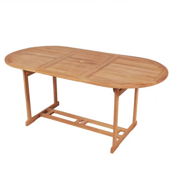 Mesa de jardín de madera de teca maciza 180x90x75 cm D
