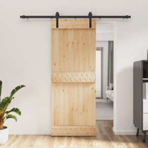 Puerta corredera con herrajes madera maciza de pino 80x210 cm D