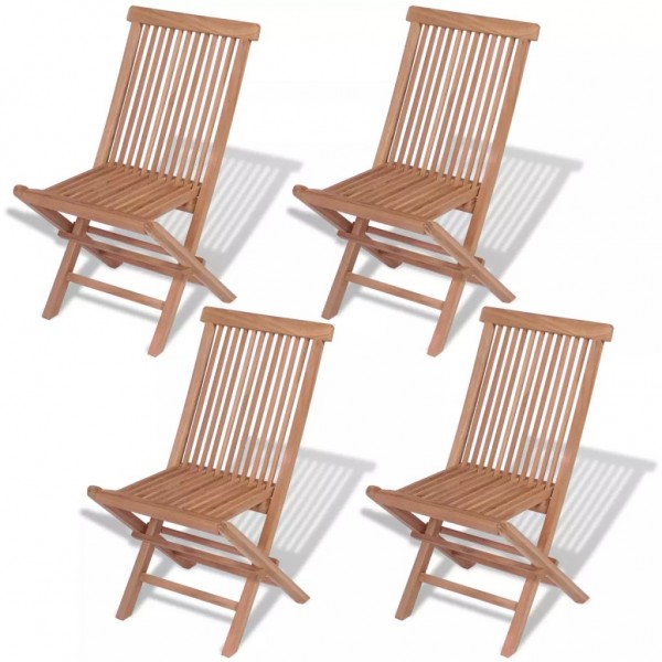Cadeiras dobráveis de jardim 4 unidades em madeira maciça de teca D