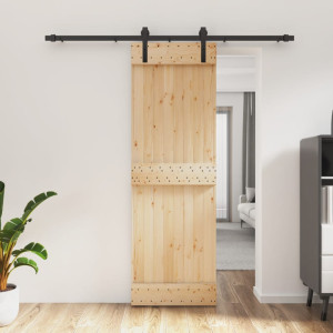 Puerta corredera con herrajes madera maciza de pino 70x210 cm D