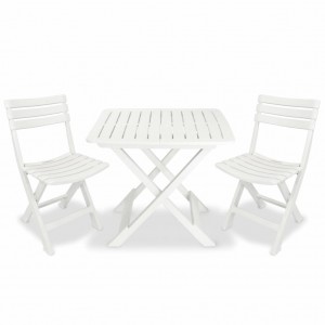 Mesa e cadeiras de churrasco de jardim dobráveis de plástico branco D