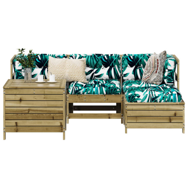 Conjunto de sofás de jardim 5 peças em madeira de pinho impregnada D