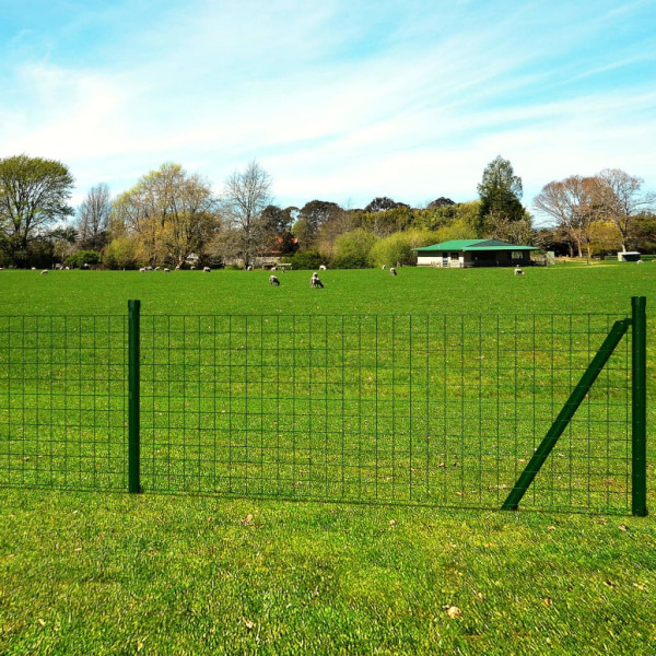 Conjunto de cerca euro em aço verde 10x0,8 m D