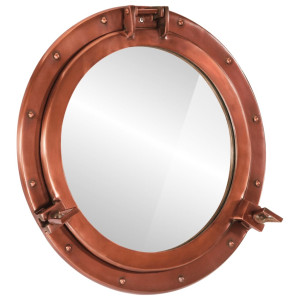 Espejo de ojo de buey de pared aluminio y vidrio Ø50 cm D