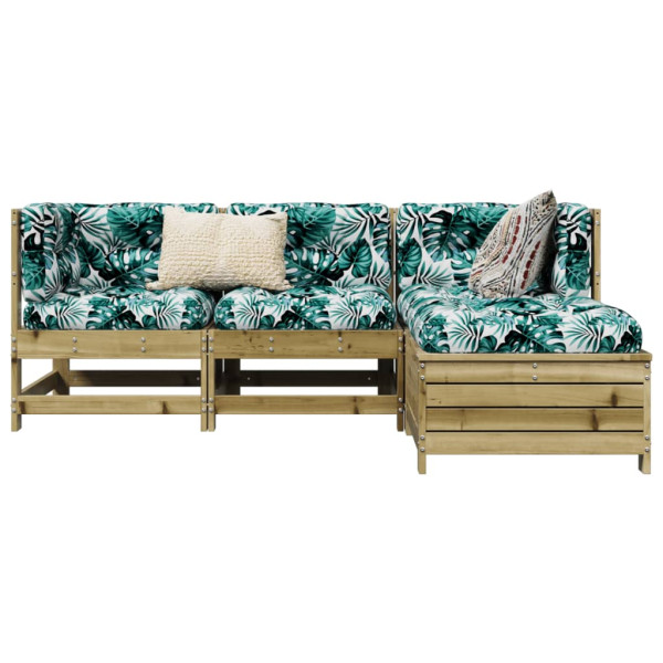 Conjunto de sofás de jardim 4 peças em madeira de pinho impregnada D