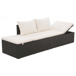 Cama de jardim 195x60 cm Ratão sintético preto D