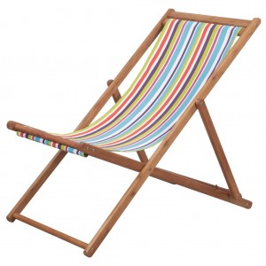 Silla de playa plegable estructura madera y tela multicolor D