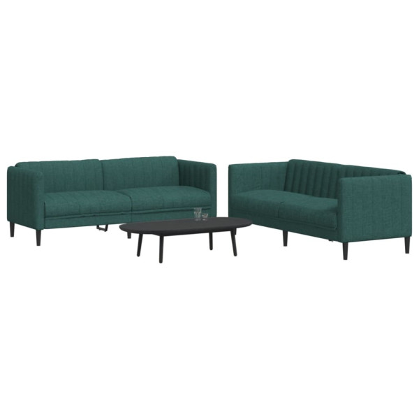 Conjunto de sofás de 2 peças em tecido verde escuro D