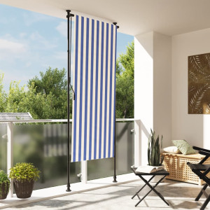 Persiana enrollable exterior tela acero azul blanco 120x270 cm D