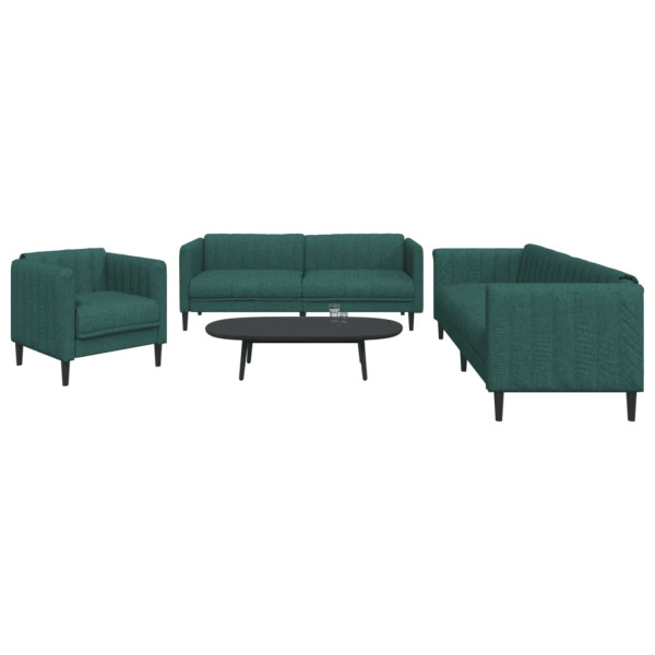 Conjunto de sofás de 3 peças em tecido verde escuro D