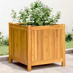 Jardinera con forro madera maciza de acacia 50x50x50 cm D