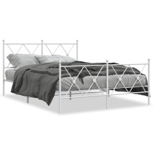 Estructura cama metal cabecero y estribo blanco 140x190 cm D