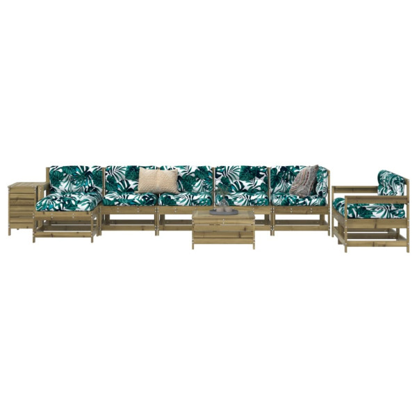 Conjunto de sofás de jardim com 10 peças em madeira de pinho impregnada D