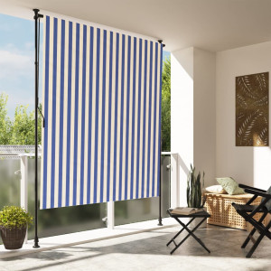 Persiana enrollable exterior tela acero azul blanco 150x270 cm D