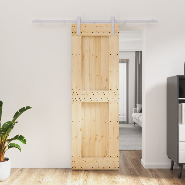 Puerta corredera con herrajes madera maciza de pino 70x210 cm D