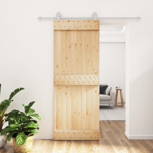 Puerta corredera con herrajes madera maciza de pino 80x210 cm D