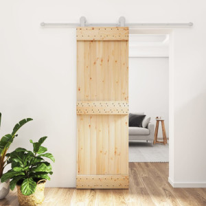 Puerta corredera con herrajes madera maciza de pino 70x210 cm D