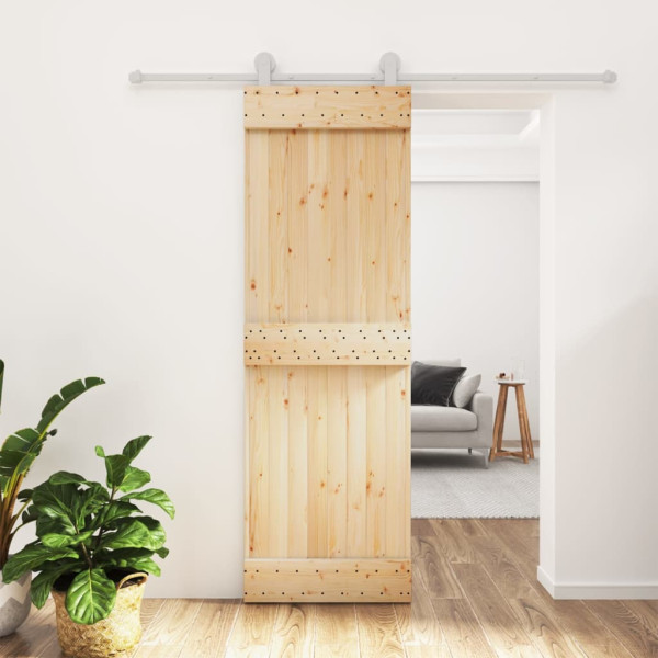 Puerta corredera con herrajes madera maciza de pino 70x210 cm D