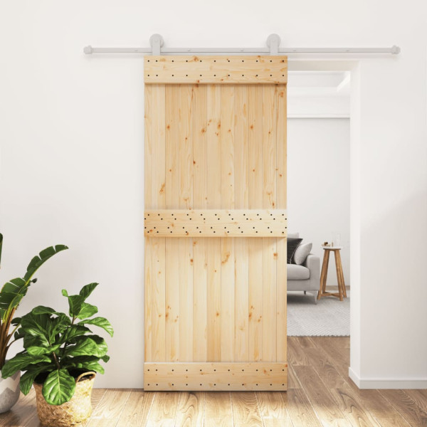 Puerta corredera con herrajes madera maciza de pino 90x210 cm D