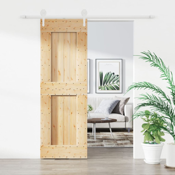 Puerta corredera con herrajes madera maciza de pino 70x210 cm D