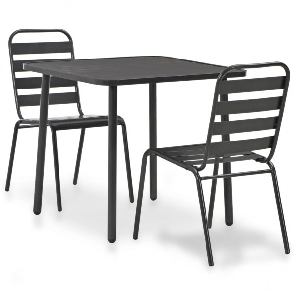 Mesa e cadeiras bistro jardim 3 peças de aço cinza escuro D