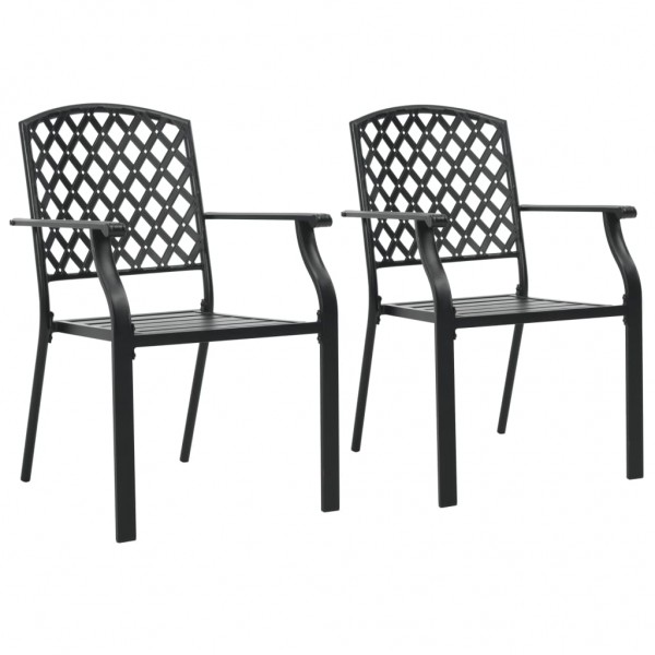 Cadeiras de jardim empilháveis 2 unidades de aço preto D