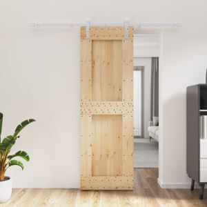 Puerta corredera con herrajes madera maciza de pino 70x210 cm D