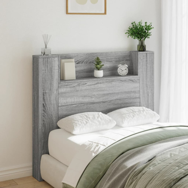 Cabecero de cama con luz LED gris Sonoma 120x16.5x103.5 cm D