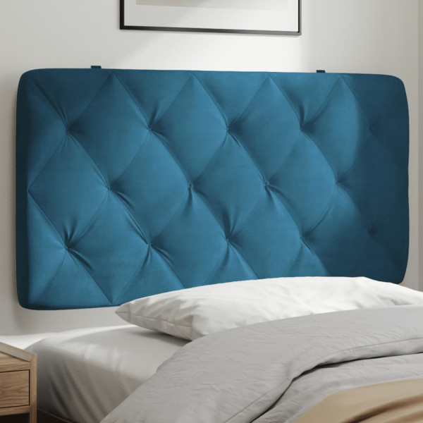 Cabecero de cama acolchado terciopelo azul 100 cm D
