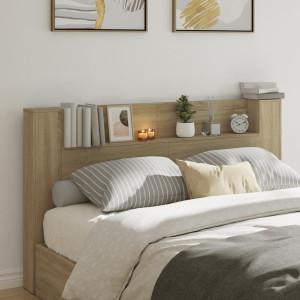 Cabecero de cama con LED roble Sonoma 180x16.5x103.5 cm D