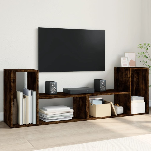 Muebles de TV 2 uds madera ingeniería roble ahumado 75x30x50 cm D