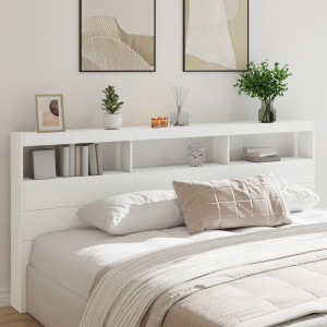 Cabeça de cama com LED branco 220x17x102 cm D