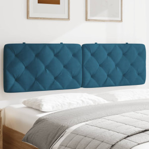 Cabecero de cama acolchado terciopelo azul 180 cm D