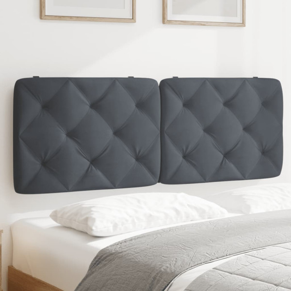 Cabecero de cama acolchado terciopelo gris oscuro 140 cm D