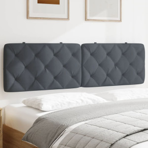 Cabecero de cama acolchado terciopelo gris oscuro 180 cm D
