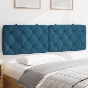 Cabecero de cama acolchado terciopelo azul 160 cm D