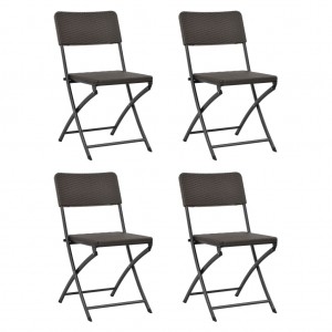 Cadeiras de jardim dobráveis 4 unidades HDPE e aço marrom D