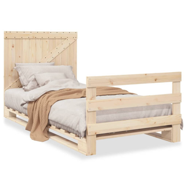 Estructura de cama con cabecero madera maciza pino 100x200 cm D