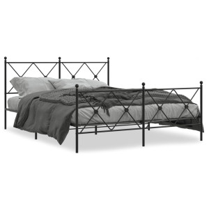 Estructura de cama cabecero y estribo metal negro 150x200 cm D