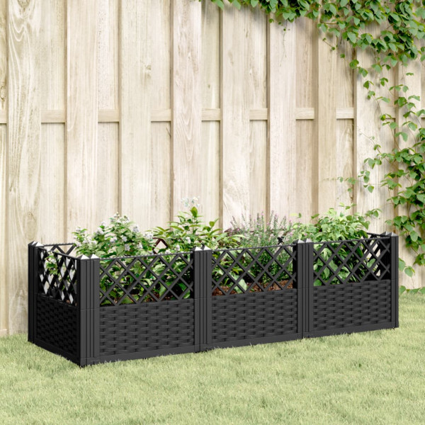 Jardinera con clavijas PP negro 123.5x43.5x43.5 cm D