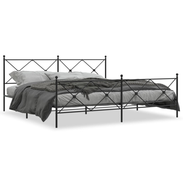 Estrutura da cama cabeçalho e estribo de metal preto 193x203 cm D