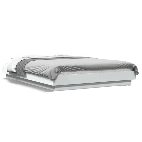 Estructura de cama con LED madera ingeniería blanco 140x200 cm D