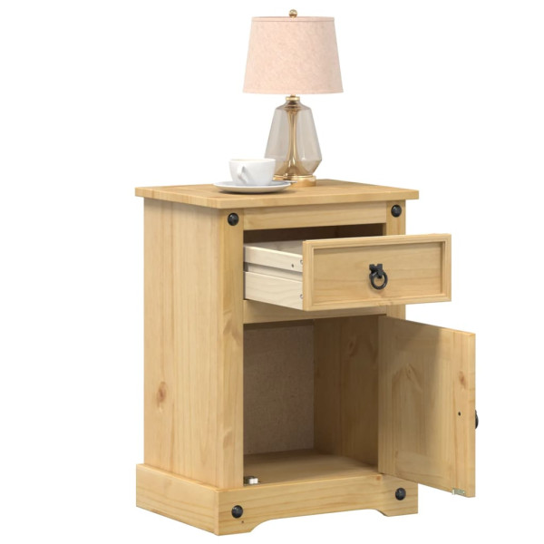 Mesita de noche Corona madera maciza de pino 45x35x64 cm D