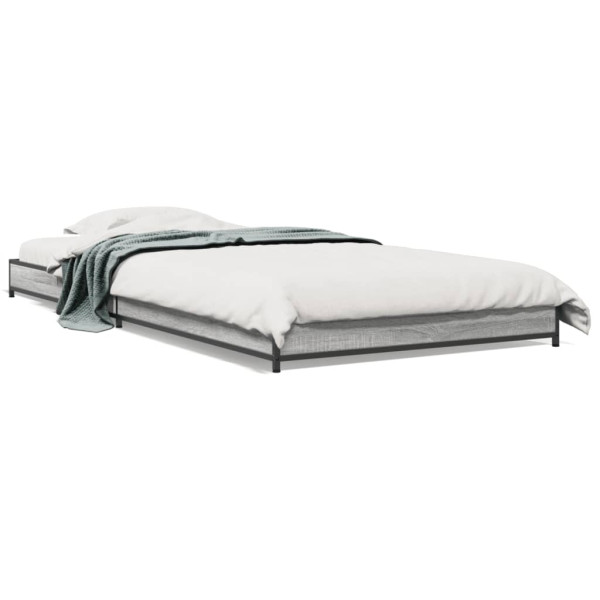 Estrutura cama madeira engenharia de metal cinza Sonoma 90x200 cm D