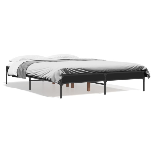 Estructura de cama madera de ingeniería y metal negro 120x200cm D