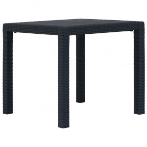 Mesa de jardim de plástico aspecto ratão cinza antracita 79x79x72 cm D