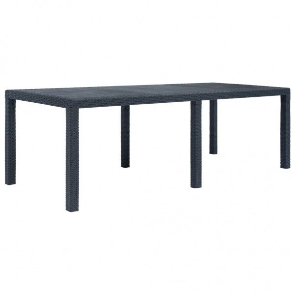 Mesa de jardim de plástico aspecto ratão cinza 220x90x72 cm D